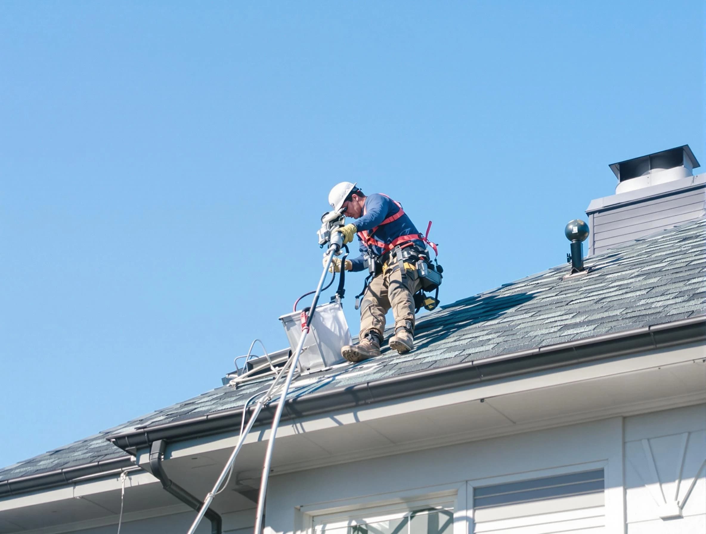 Innsbrook Dryer Vent Cleaning certified technician cleaning a roof-mounted dryer vent system in Innsbrook