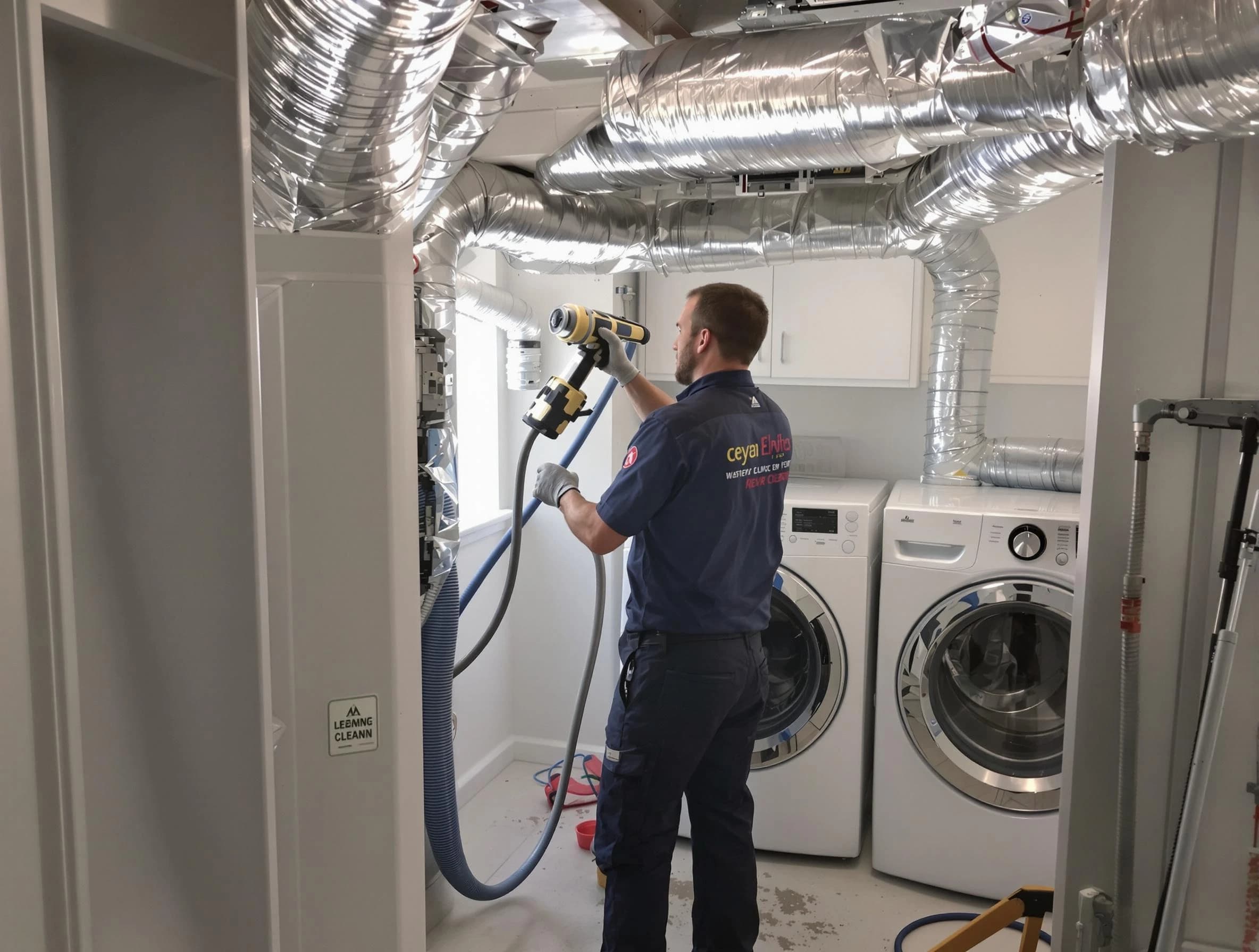 Innsbrook Dryer Vent Cleaning specialist using advanced equipment for thorough duct cleaning in Innsbrook