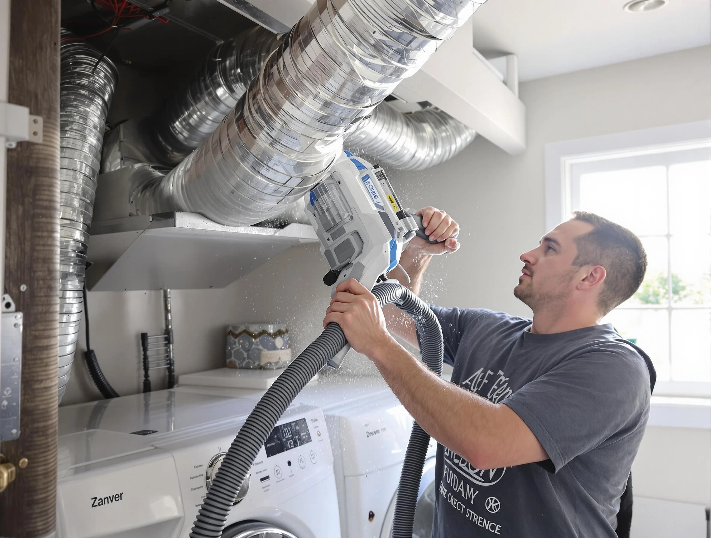 Innsbrook Dryer Vent Cleaning specialist cleaning deep within a dryer vent duct system in Innsbrook
