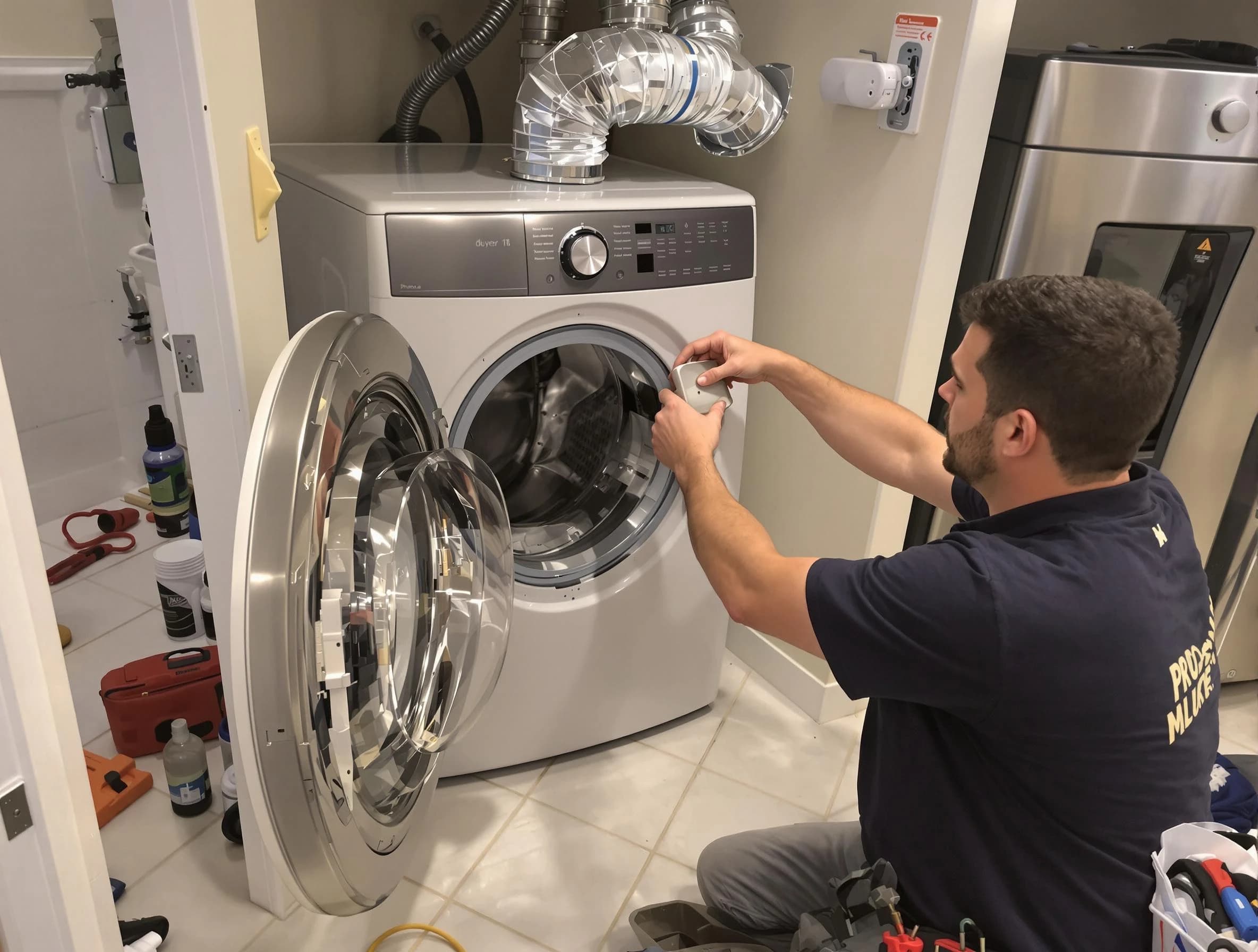 Innsbrook Dryer Vent Cleaning technician performing precise dryer vent hose installation in Innsbrook